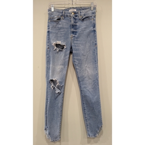 Good American Good Waist Distressed Raw Hem Jeans Size 4 - Picture 1 of 9